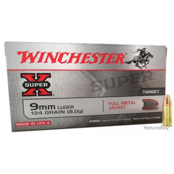 Munitions Winchester Pistolet 9x19mm FMJ 124 gr