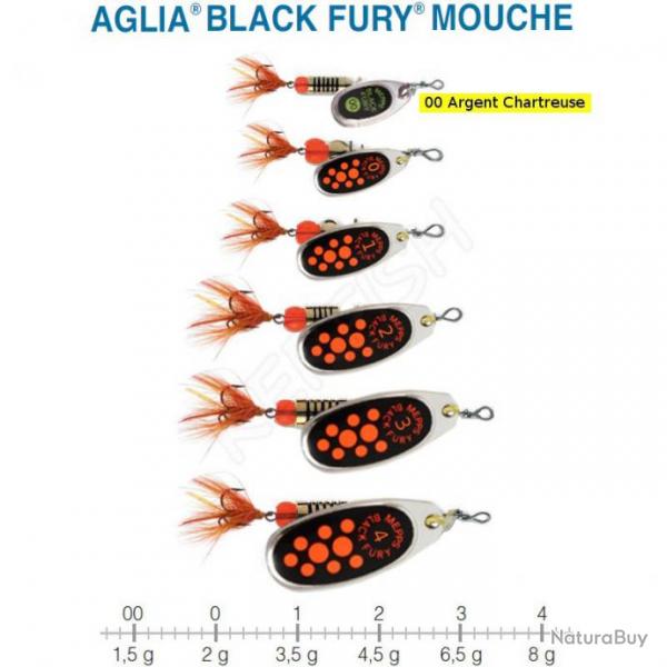 AGLIA BLACK FURY MOUCHE MEPPS Chartreuse Argent 00 / 1.5 g