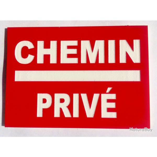Panneau "CHEMIN PRIV SENS INTERDIT" format 200 x 300 mm fond ROUGE