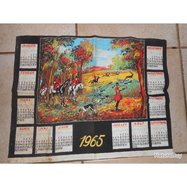 ancien calendrier tissu de chasse 1965 N2