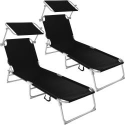 Lot de 2 transats bain de soleil acier noir 2208190