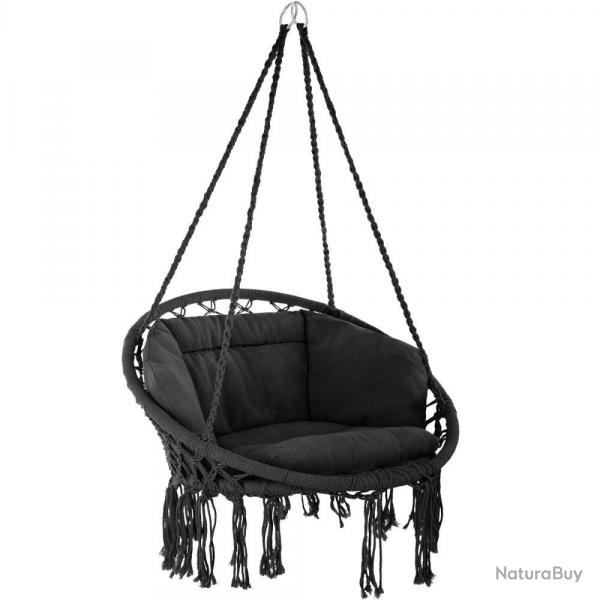 Fauteuil suspendu ELISA hamac meuble jardin diamtre 80 cm noir 2208166