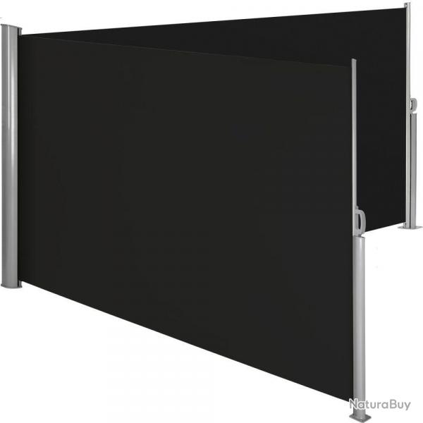 Auvent store latral brise-vue paravent rtractable double noir 180 x 600 cm 2208136