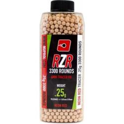 BILLES AIRSOFT 6MM RZR 0.25G BOUTEILLES 3300 BBS TRACER ROUGES