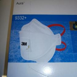 lot Masque respiratoire protection anti-poussières ,bactéries et virus 10 pieces 3M Aura 9332 +