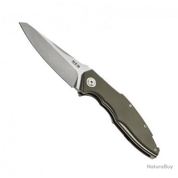 Couteau "Raut" front flipper, Couleur vert, Manche G-10 (naturel) [MKM]