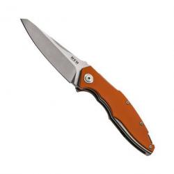 Couteau "Raut" front flipper, Couleur orange, Manche G-10 (naturel) [MKM]