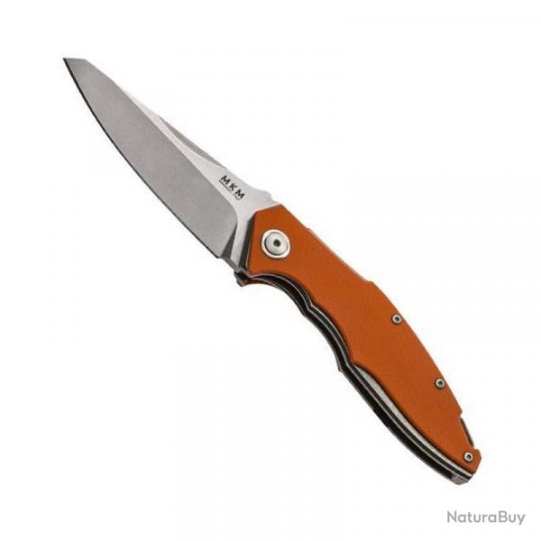 Couteau "Raut" front flipper, Couleur orange, Manche G-10 (naturel) [MKM]