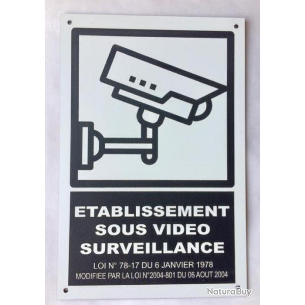 Panneau "ETABLISSEMENT SOUS VIDEO SURVEILLANCE" blanc dimensions 300x400 mm