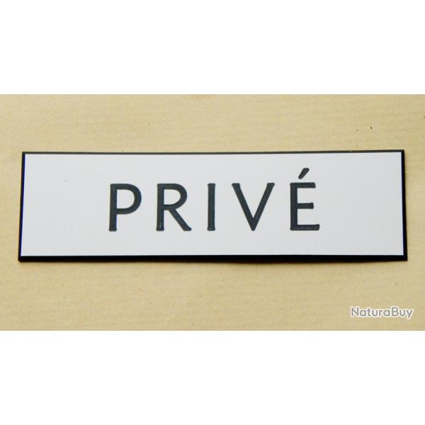 Plaque adhsive "PRIV" blanche Format 50x150 mm