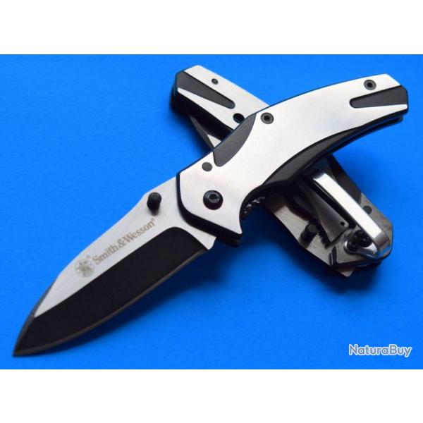 SWCK401 Couteau Smith&Wesson Tactical Stainless Blade Aluminium Handle Framelock Clip