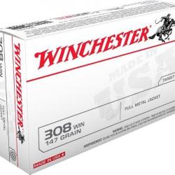 Lot de 5 Boites de 20 Cartouches USA 308 Win Winchester FMJ 147 Grains