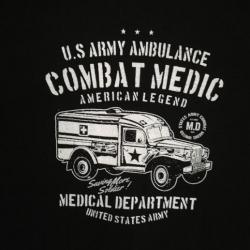 T SHIRT noir DODGE WC 54 AMBULANCE COMBAT MEDIC WW2 US ARMY MEDICAL tee
