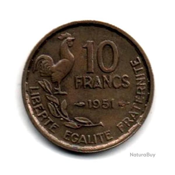 Pice de Monnaie France  10 francs Guiraud 1951