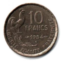 Pièce de Monnaie France  10 francs Guiraud 1954 Beaumont-Le-Roger