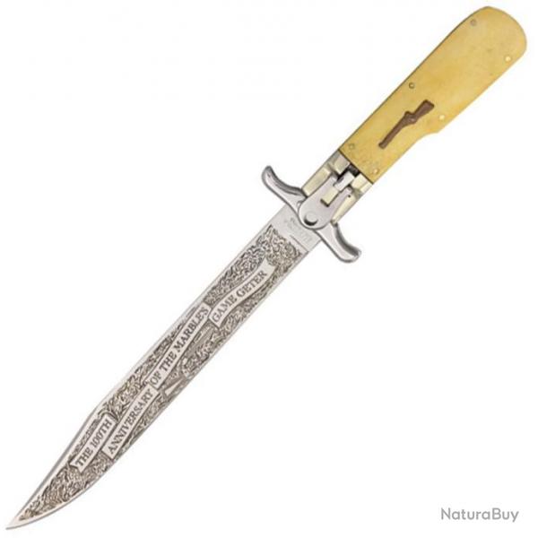 Couteau Bowie  Pliant  Marbres Manche en Os avec bouclier Marbles Game Getter MR31207