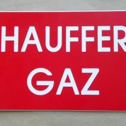 Pancarte  "CHAUFFERIE GAZ" format 75 x 150 mm fond ROUGE