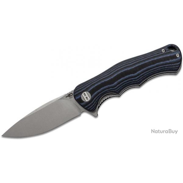 Couteau Bestech Bobcat D2 Satin Manche Black/Blue G10 Linerlock Clip BTKG22D1