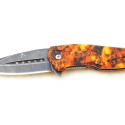 Couteau  décoré zombies orange  lame de 8.5 cm