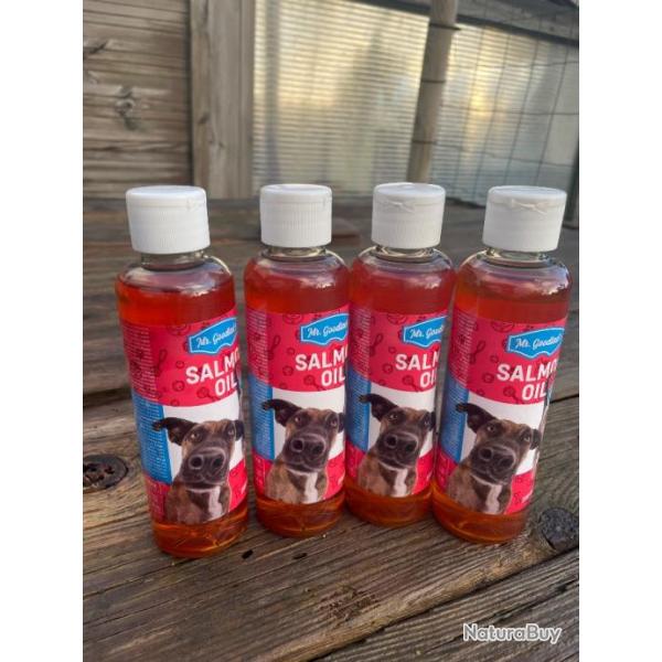 Lot de 4 Huile de Saumon Papillon 250ml = 1L POUR CHIENS DE CHASSE /CHIENS TRES SPORTIF 100 naturel