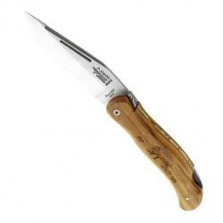 Couteau Laguiole chasse "Grande nature" olivier 12 cm, Motif sanglier [Arbalète G. David]