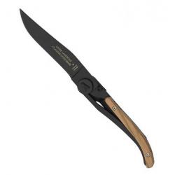 Couteau Laguiole inox noir/habillage 11 cm, Manche olivier [Claude Dozorme]
