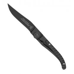 Couteau Laguiole inox noir/habillage 11 cm, Manche fibres de carbone [Claude Dozorme]