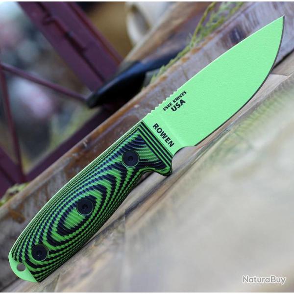 ESEE Esee-3 Venom Manche Green/Black G10 Acier Carbone 1095 Etui Plastique USA ES3PMVG007