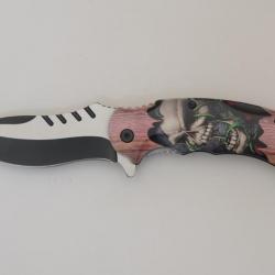 Couteau pliant Tete de mort liane  lame de 9 cm