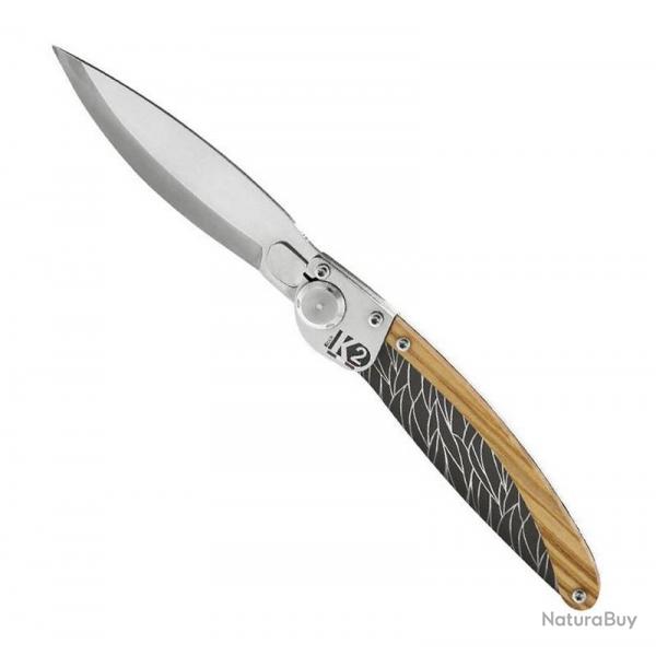 Couteau "K2" olivier, Motif plumes [K2]