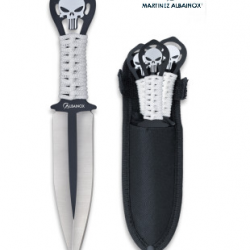 Set de 3 Couteaux de lancer Skull Punisher lame droite de 9 cm