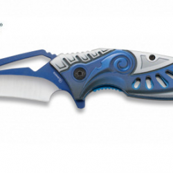Couteau pliant fantaisie 3D Argente et Bleu