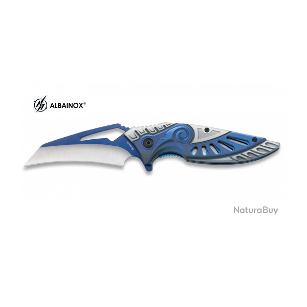 Couteau pliant fantaisie dcor  3D Argente et Bleu