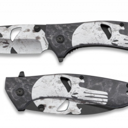 Couteau pliant décoré Punisher lame de 9 cm