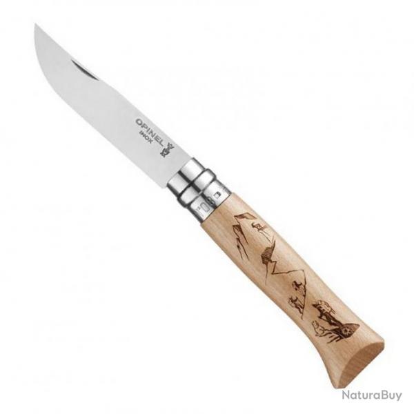 Couteau Opinel n 8 VRI "Sport" htre, Motif rando [Opinel]