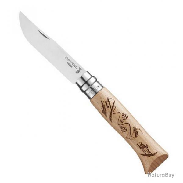 Couteau Opinel n 8 VRI "Sport" htre, Motif ski [Opinel]