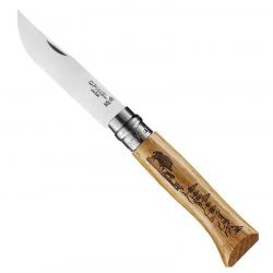 Couteau Opinel n° 8 VRI "Animalia 3" chêne, Motif sanglier [Opinel]