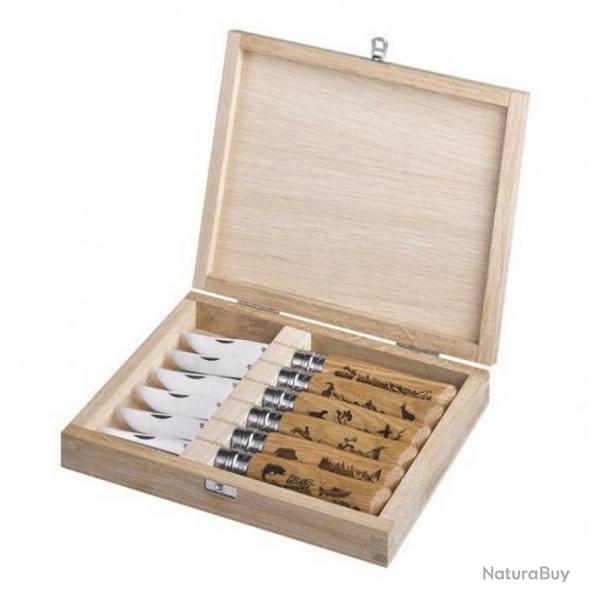 Coffret 6 couteaux Opinel n 8 VRI "Animalia 3" chne [Opinel]