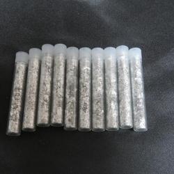 Lot de 10 tubes en VERRE remplie de paillettes d'Argent 50 x 5 mm FLACONS BOUTEILLES