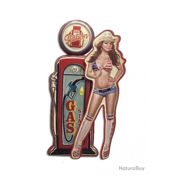 Enseigne vintage 3D / Pompe pin up gas station