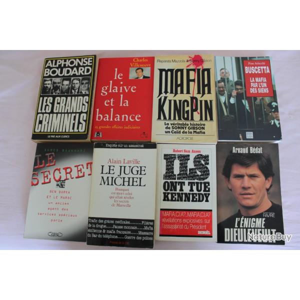 Lot 8 ouvrages criminels, mafia, juge, Kennedy, Dieuleveult