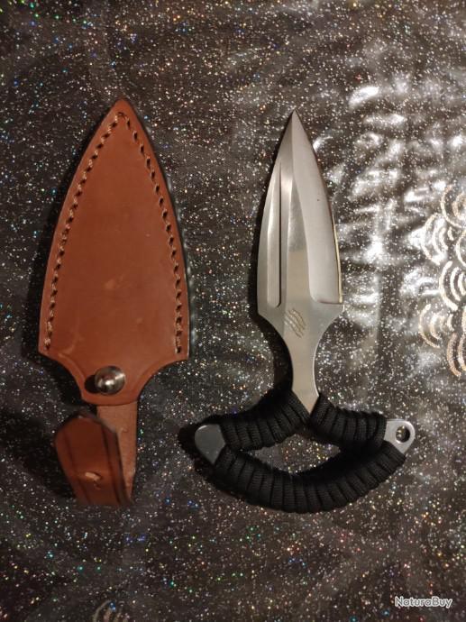 Bastinelli Push Dagger Fixed blades Knife Black Paracord Wrap (3" Satin