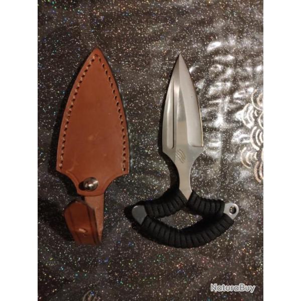 Bastinelli Push Dagger Fixed blades Knife Black Paracord Wrap (3" Satin)