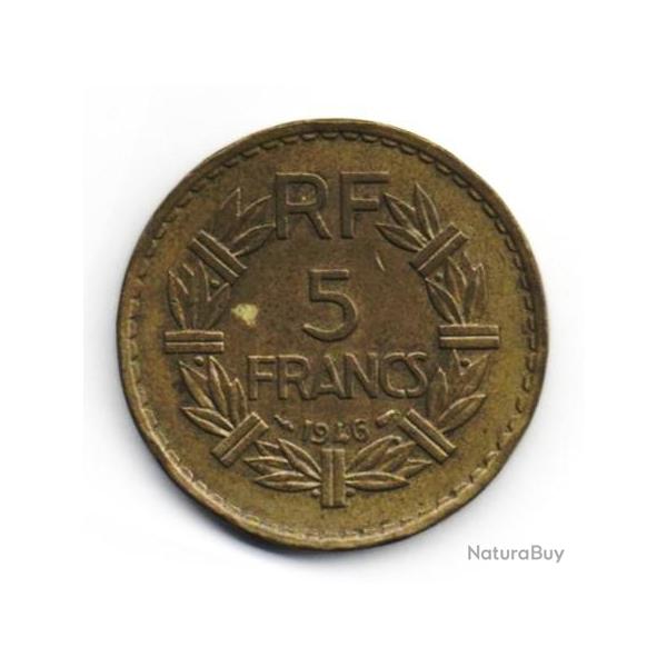 Pice de Monnaie France 5 francs Lavrillier, BRONZE ALU 1946