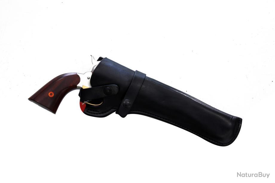 Holster gaucher Cuir Noir Artisanal pour Revolver 6 - Armurerie