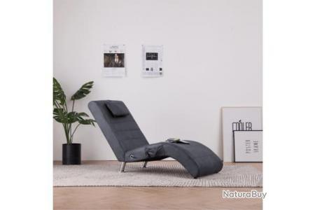 Chaise longue de massage avec oreiller Gris Similicuir daim alsa Chaise longue de massage avec oreiller Gris Similicuir daim alsa