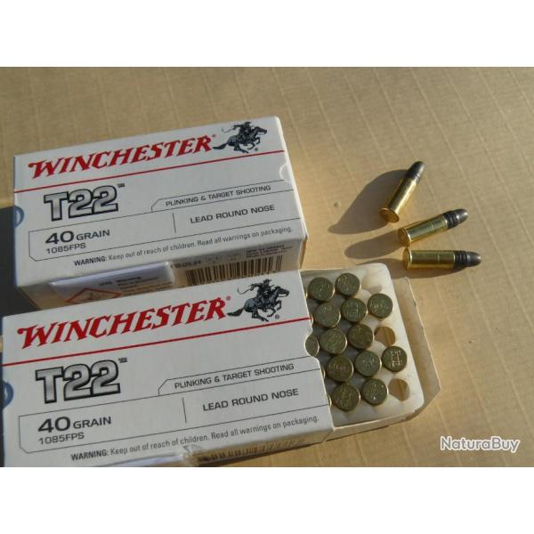 Lot 100 Balles 22 LR Winchester T22