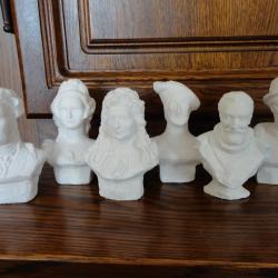 Lot de 6 bustes Roi et Reine de France