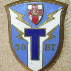 50° Bataillon de Transmissions, émail, dos lisse, 2 boléros Drago