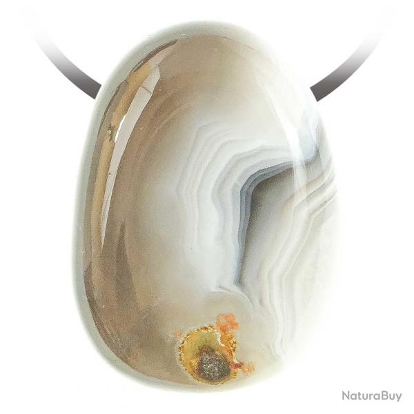 Pendentif goutte pierre perce en agate de Botswana